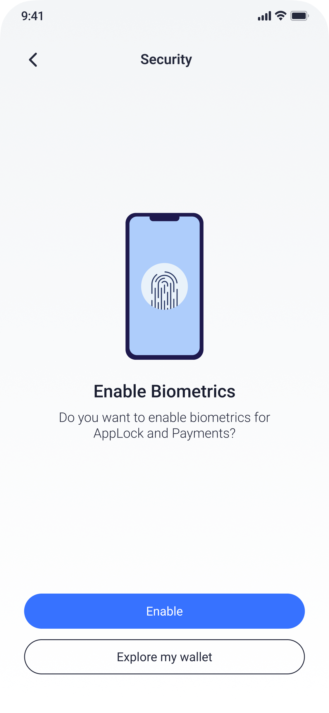 Enable biometrics
